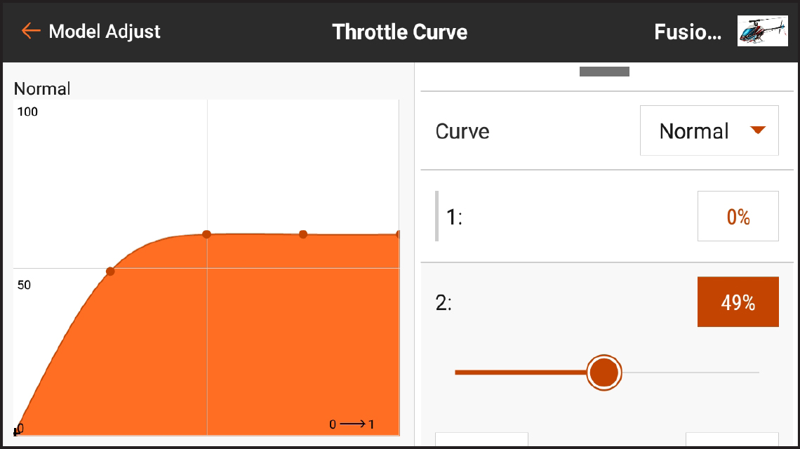 AirWare&trade; Touch app Throttle Curve