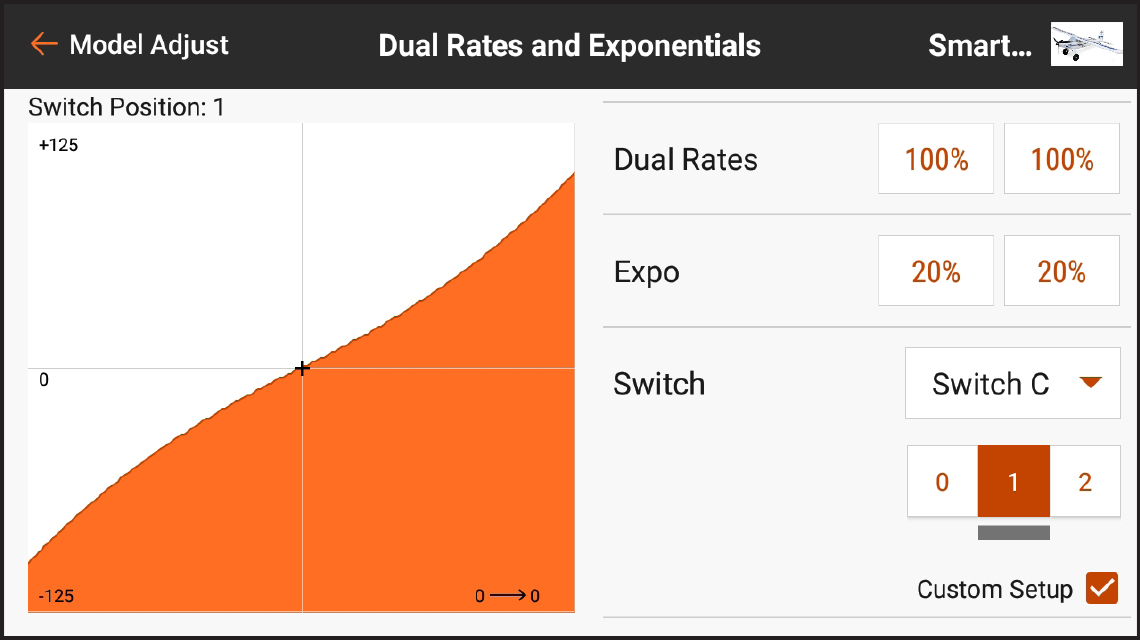 AirWare&trade; Touch app Dual Rates and Exponentials